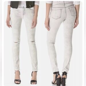 J BRAND Jeans Mid Rise Skinny Leg HYSTERIA Raw Hem Size 28